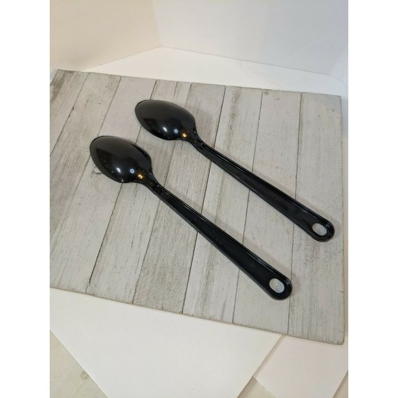 NEW Set 2 Tailor Made Products Black Nylon Plastic Solid Spoons 11 1/2" Basting - Picture 2 of 4